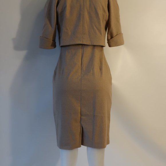 Women Cynthia Rose 2pc Camel Tank Dress W/Matching Crop Blazer S - Picture 5 of 11